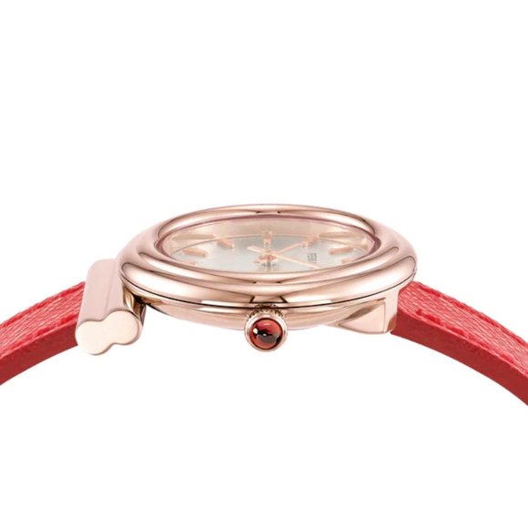 WOW! SALE! SALVATORE FERRAGAMO ROSEGOLD RED STRAP LADIES WATCH!